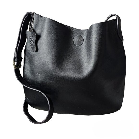 COLAB Leather Slouchy Black Hobo Shoulder Crossbody Bag - Picture 1 of 13